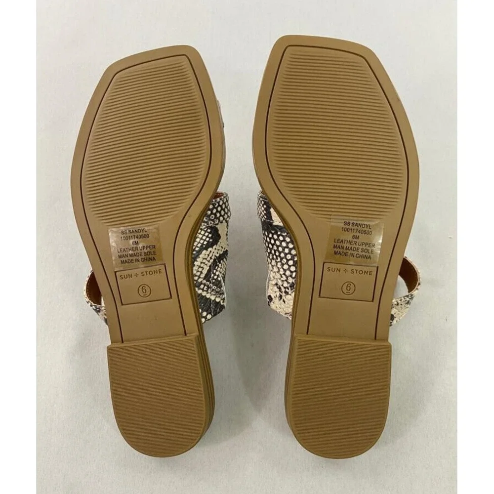 SUN + STONE women sandals shoes SS Sandyl 10011740500 leather brown 6M $98